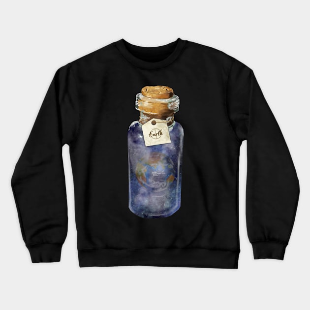 Earth in a Bottle Crewneck Sweatshirt by drawnexplore